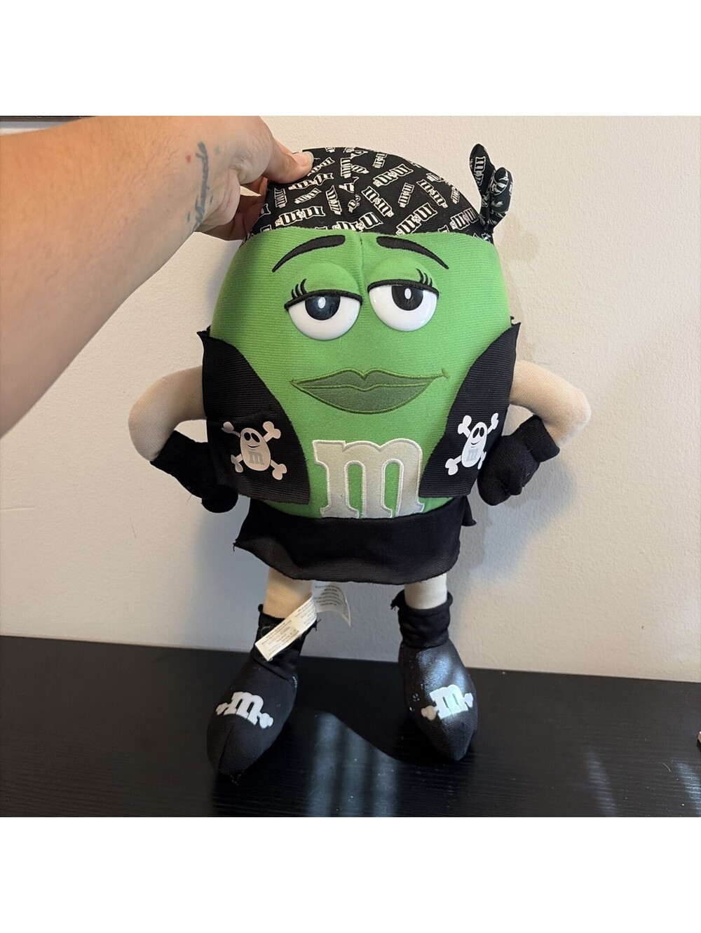 Nanco Mars 2008  Green M&M Candy Pirate Plush Doll Stuffed Animal 16" Ad Toy